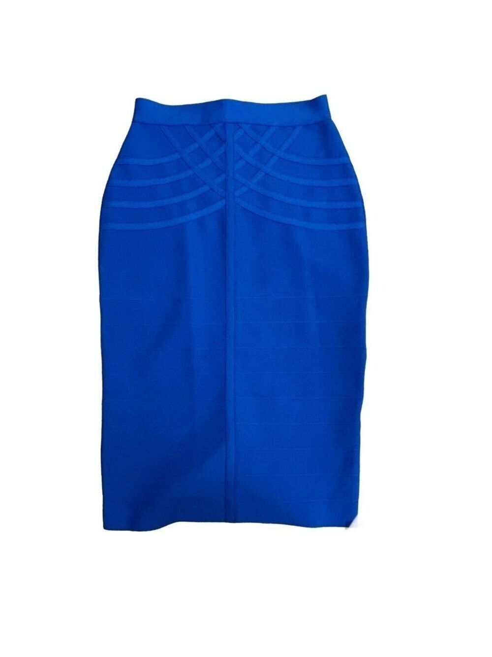 Blue stretchy bandage bodycon midi pencil skirt Sz L/XL